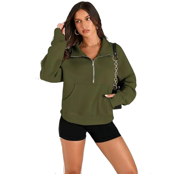 Women Custom Quarter Zip Hoodies - Image 3